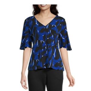 Liz Claiborne Womens V Neck Short Sleeve Blouse